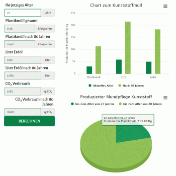 Beispiel Umweltrechner mit Kuchen-Chart